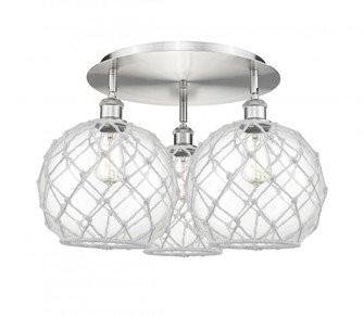 Farmhouse Rope - 3 Light - 22 inch - Satin Nickel - Semi-Flush Mount (3442|516-3C-SN-G122-10RW)