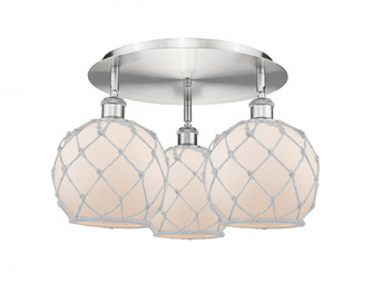 Farmhouse Rope - 3 Light - 20 inch - Satin Nickel - Semi-Flush Mount (3442|516-3C-SN-G121-8RW)