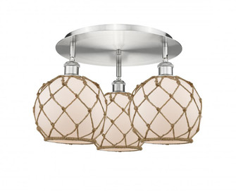 Farmhouse Rope - 3 Light - 20 inch - Satin Nickel - Semi-Flush Mount (3442|516-3C-SN-G121-8RB)