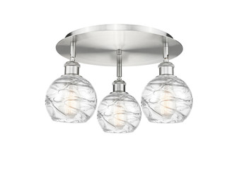 Athens Deco Swirl - 3 Light - 18 inch - Satin Nickel - Semi-Flush Mount (3442|516-3C-SN-G1213-6CL)