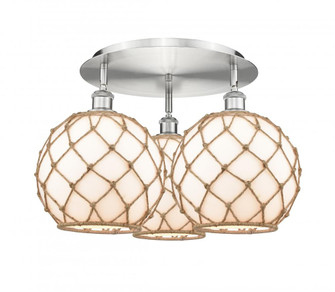 Farmhouse Rope - 3 Light - 22 inch - Satin Nickel - Semi-Flush Mount (3442|516-3C-SN-G121-10RB)