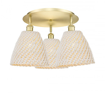 Bristol Natural - 3 Light - 21 inch - Satin Gold - Semi-Flush Mount (3442|516-3C-SG-NBD-9-NAT)