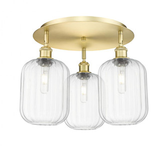 Preston Cylinder - 3 Light - 19 inch - Satin Gold - Semi-Flush Mount (3442|516-3C-SG-G460-7CL)