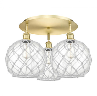 Farmhouse Rope - 3 Light - 22 inch - Satin Gold - Semi-Flush Mount (3442|516-3C-SG-G122-10RW)