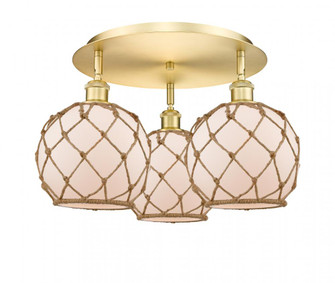 Farmhouse Rope - 3 Light - 20 inch - Satin Gold - Semi-Flush Mount (3442|516-3C-SG-G121-8RB)