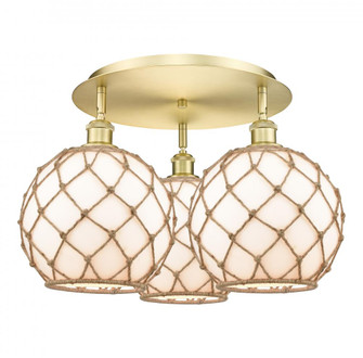 Farmhouse Rope - 3 Light - 22 inch - Satin Gold - Semi-Flush Mount (3442|516-3C-SG-G121-10RB)