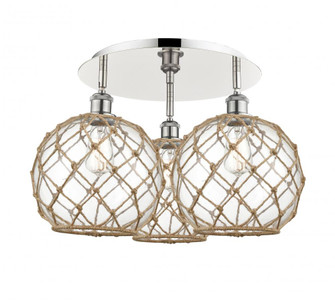 Farmhouse Rope - 3 Light - 22 inch - Polished Nickel - Semi-Flush Mount (3442|516-3C-PN-G122-10RB)