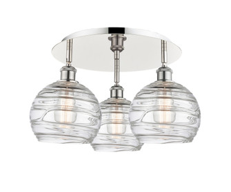 Athens Deco Swirl - 3 Light - 20 inch - Polished Nickel - Semi-Flush Mount (3442|516-3C-PN-G1213-8CL)