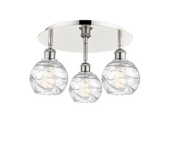 Athens Deco Swirl - 3 Light - 18 inch - Polished Nickel - Semi-Flush Mount (3442|516-3C-PN-G1213-6CL)