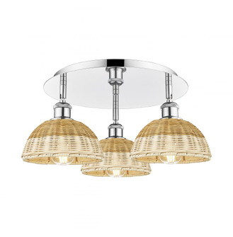 Bristol Natural II - 3 Light - 19 inch - Polished Chrome - Semi-Flush Mount (3442|516-3C-PC-NBD2-75-NAT)