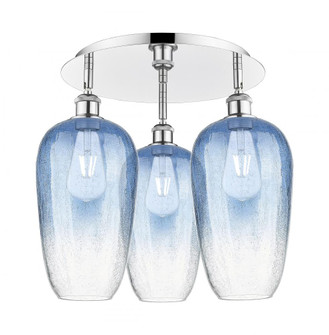 Brookhaven Flute - 3 Light - 19 inch - Polished Chrome - Semi-Flush Mount (3442|516-3C-PC-G484-7SB)