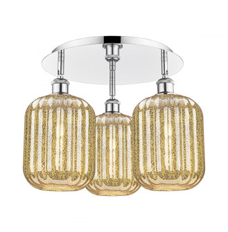 Preston Cylinder - 3 Light - 19 inch - Polished Chrome - Semi-Flush Mount (3442|516-3C-PC-G460-7ME)