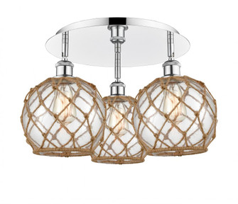 Farmhouse Rope - 3 Light - 20 inch - Polished Chrome - Semi-Flush Mount (3442|516-3C-PC-G122-8RB)