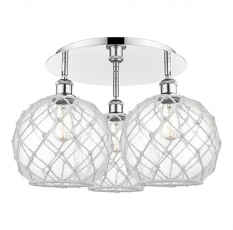 Farmhouse Rope - 3 Light - 22 inch - Polished Chrome - Semi-Flush Mount (3442|516-3C-PC-G122-10RW)