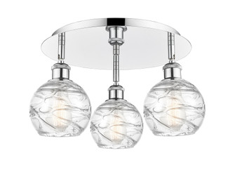 Athens Deco Swirl - 3 Light - 18 inch - Polished Chrome - Semi-Flush Mount (3442|516-3C-PC-G1213-6CL)