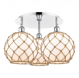 Farmhouse Rope - 3 Light - 22 inch - Polished Chrome - Semi-Flush Mount (3442|516-3C-PC-G121-10RB)