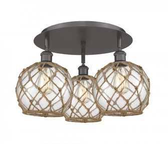 Farmhouse Rope - 3 Light - 20 inch - Oil Rubbed Bronze - Semi-Flush Mount (3442|516-3C-OB-G122-8RB)