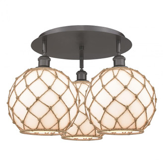 Farmhouse Rope - 3 Light - 22 inch - Oil Rubbed Bronze - Semi-Flush Mount (3442|516-3C-OB-G121-10RB)