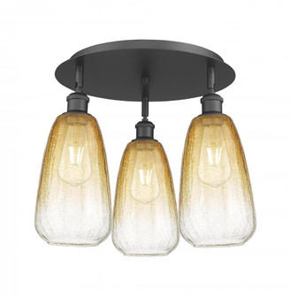 Brookhaven Almond - 3 Light - 18 inch - Matte Black - Semi-Flush Mount (3442|516-3C-BK-G480-6AM)