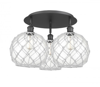 Farmhouse Rope - 3 Light - 22 inch - Matte Black - Semi-Flush Mount (3442|516-3C-BK-G122-10RW)