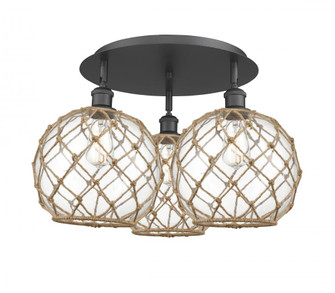 Farmhouse Rope - 3 Light - 22 inch - Matte Black - Semi-Flush Mount (3442|516-3C-BK-G122-10RB)