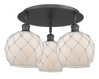 Farmhouse Rope - 3 Light - 20 inch - Matte Black - Semi-Flush Mount (3442|516-3C-BK-G121-8RW)