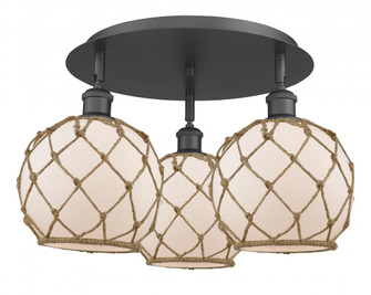 Farmhouse Rope - 3 Light - 20 inch - Matte Black - Semi-Flush Mount (3442|516-3C-BK-G121-8RB)