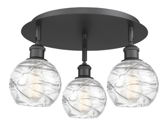 Athens Deco Swirl - 3 Light - 18 inch - Matte Black - Semi-Flush Mount (3442|516-3C-BK-G1213-6CL)