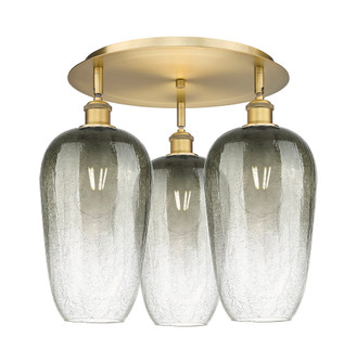 Brookhaven Flute - 3 Light - 19 inch - Brushed Brass - Semi-Flush Mount (3442|516-3C-BB-G484-7SL)