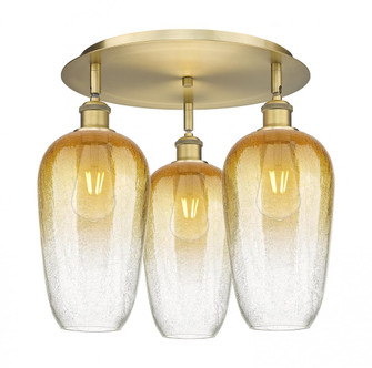 Brookhaven Flute - 3 Light - 19 inch - Brushed Brass - Semi-Flush Mount (3442|516-3C-BB-G484-7AM)