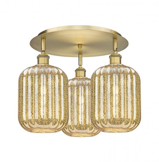 Preston Cylinder - 3 Light - 19 inch - Brushed Brass - Semi-Flush Mount (3442|516-3C-BB-G460-7ME)