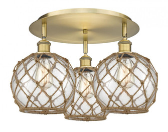 Farmhouse Rope - 3 Light - 20 inch - Brushed Brass - Semi-Flush Mount (3442|516-3C-BB-G122-8RB)