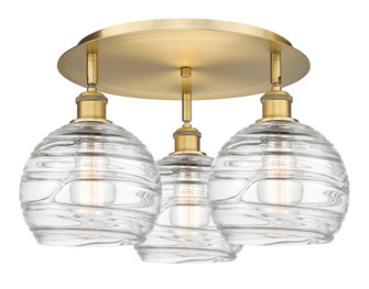 Athens Deco Swirl - 3 Light - 20 inch - Brushed Brass - Semi-Flush Mount (3442|516-3C-BB-G1213-8CL)