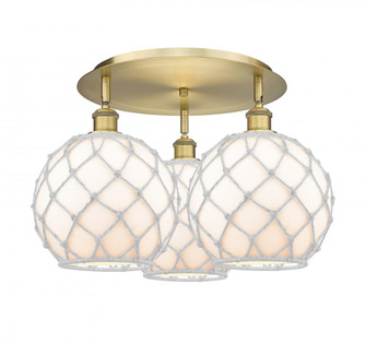 Farmhouse Rope - 3 Light - 22 inch - Brushed Brass - Semi-Flush Mount (3442|516-3C-BB-G121-10RW)
