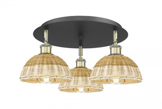 Bristol Natural II - 3 Light - 19 inch - Black Antique Brass - Semi-Flush Mount (3442|516-3C-BAB-NBD2-75-NAT)