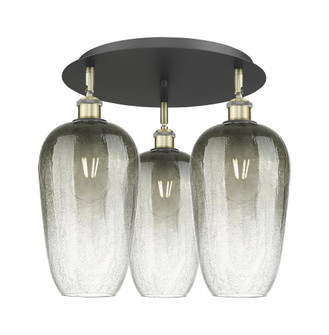 Brookhaven Flute - 3 Light - 19 inch - Black Antique Brass - Semi-Flush Mount (3442|516-3C-BAB-G484-7SL)