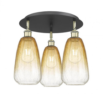 Brookhaven Almond - 3 Light - 18 inch - Black Antique Brass - Semi-Flush Mount (3442|516-3C-BAB-G480-6AM)