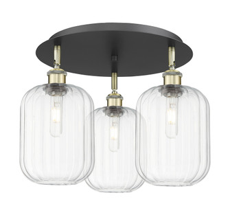 Preston Cylinder - 3 Light - 19 inch - Black Antique Brass - Semi-Flush Mount (3442|516-3C-BAB-G460-7CL)