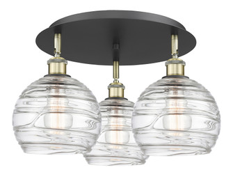 Athens Deco Swirl - 3 Light - 20 inch - Black Antique Brass - Semi-Flush Mount (3442|516-3C-BAB-G1213-8CL)