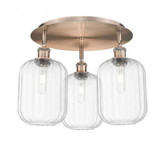 Preston Cylinder - 3 Light - 19 inch - Antique Copper - Semi-Flush Mount (3442|516-3C-AC-G460-7CL)