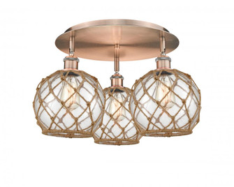Farmhouse Rope - 3 Light - 20 inch - Antique Copper - Semi-Flush Mount (3442|516-3C-AC-G122-8RB)