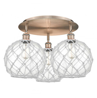 Farmhouse Rope - 3 Light - 22 inch - Antique Copper - Semi-Flush Mount (3442|516-3C-AC-G122-10RW)