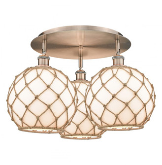 Farmhouse Rope - 3 Light - 22 inch - Antique Copper - Semi-Flush Mount (3442|516-3C-AC-G121-10RB)