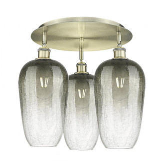 Brookhaven Flute - 3 Light - 19 inch - Antique Brass - Semi-Flush Mount (3442|516-3C-AB-G484-7SL)