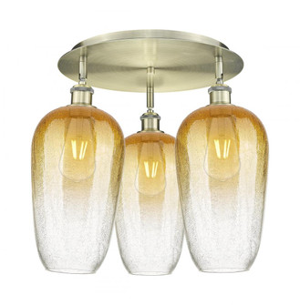 Brookhaven Flute - 3 Light - 19 inch - Antique Brass - Semi-Flush Mount (3442|516-3C-AB-G484-7AM)