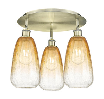 Brookhaven Almond - 3 Light - 18 inch - Antique Brass - Semi-Flush Mount (3442|516-3C-AB-G480-6AM)