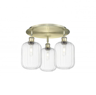 Preston Cylinder - 3 Light - 19 inch - Antique Brass - Semi-Flush Mount (3442|516-3C-AB-G460-7CL)