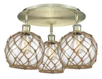 Farmhouse Rope - 3 Light - 20 inch - Antique Brass - Semi-Flush Mount (3442|516-3C-AB-G122-8RB)