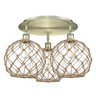 Farmhouse Rope - 3 Light - 22 inch - Antique Brass - Semi-Flush Mount (3442|516-3C-AB-G122-10RB)