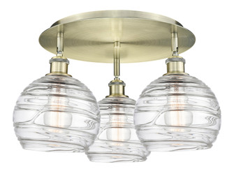 Athens Deco Swirl - 3 Light - 20 inch - Antique Brass - Semi-Flush Mount (3442|516-3C-AB-G1213-8CL)